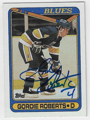 Gordie Roberts Signed 1990-91 Topps Hockey Card - St Louis Blues