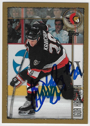 Carte de hockey Topps 1998-99 signée par Igor Kravchuk - Sénateurs d'Ottawa