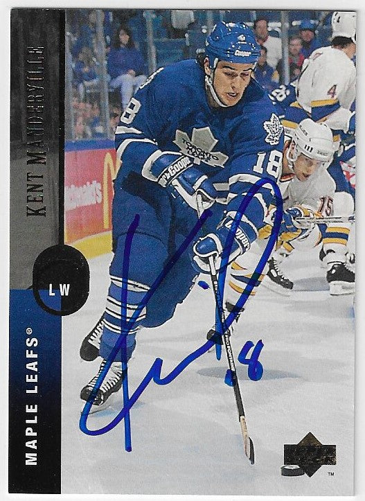 Kent Manderville Signed 1994-95 Upper Deck Hockey Card - Toronto Maple Leafs