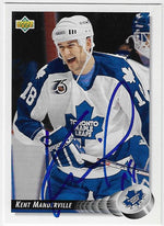 Kent Manderville Signed 1992-93 Upper Deck Hockey Card - Toronto Maple Leafs