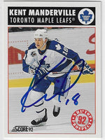 Kent Manderville Signed 1992-93 Score Hockey Card - Toronto Maple Leafs