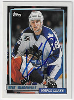 Kent Manderville Signed 1992-93 Topps Hockey Card - Toronto Maple Leafs