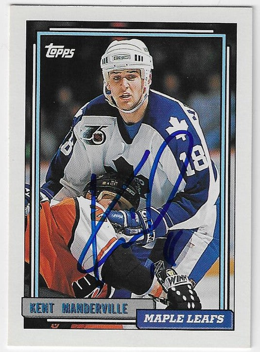 Kent Manderville Signed 1992-93 Topps Hockey Card - Toronto Maple Leafs