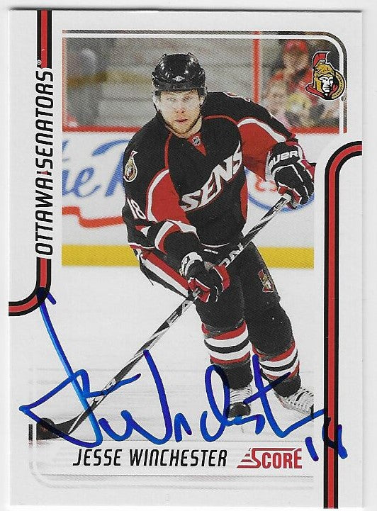 Jesse Winchester Signed 2011-12 Score Hockey Card - Ottawa Senators