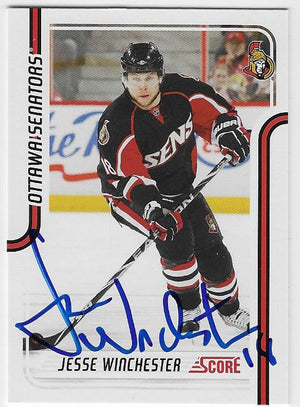 Jesse Winchester Signed 2011-12 Score Hockey Card - Ottawa Senators