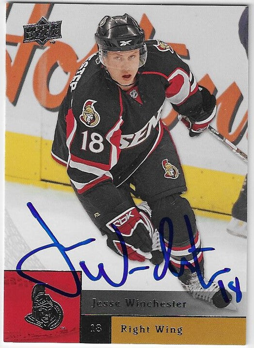 Jesse Winchester Signed 2009-10 Upper Deck Hockey Card - Ottawa Senators