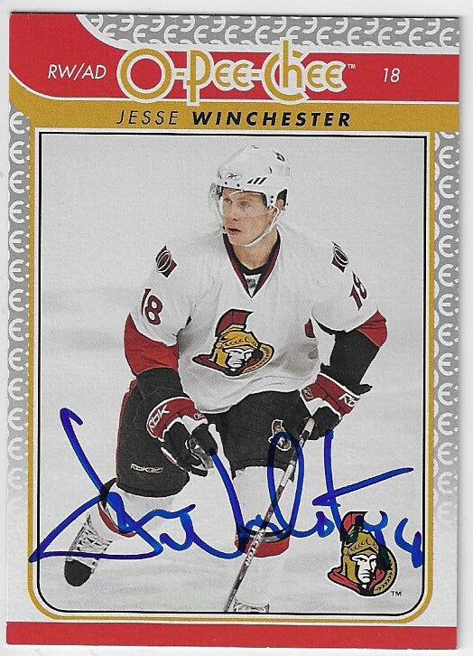 Jesse Winchester Signed 2009-10 O-Pee-Chee Hockey Card - Ottawa Senators