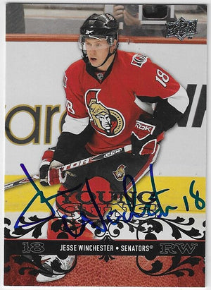 Jesse Winchester Signed 2008-09 Upper Deck YG Hockey Card - Ottawa Senators