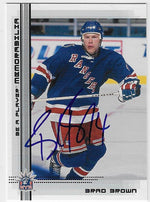 Brad Brown Signed 2000-01 Be A Player Memorabilia Hockey Card - New York Rangers