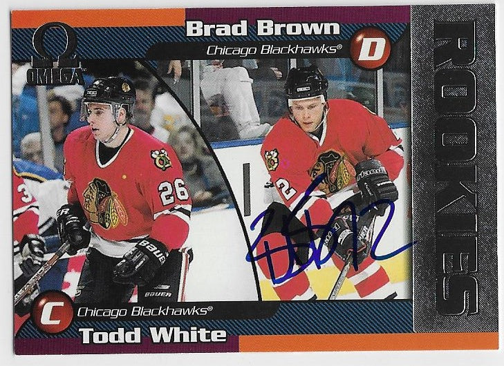 Brad Brown Signed 1998-99 Pacific Omega Hockey Card - Chicago Blackhawks