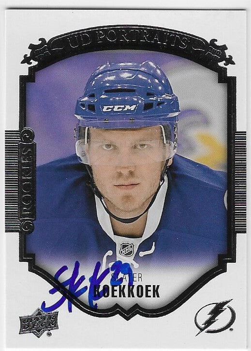 Slater Koekkoek Signed 2015-16 UD Portraits Hockey Card - Tampa Bay Lightning