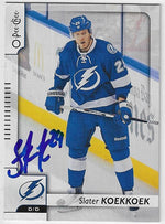 Slater Koekkoek Signed 2017-18 O-Pee-Chee Hockey Card - Tampa Bay Lightning