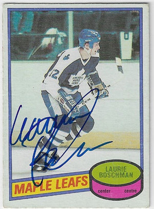 Laurie Boschman Signed 1980-81 O-Pee-Chee Hockey Card - Toronto Maple Leafs