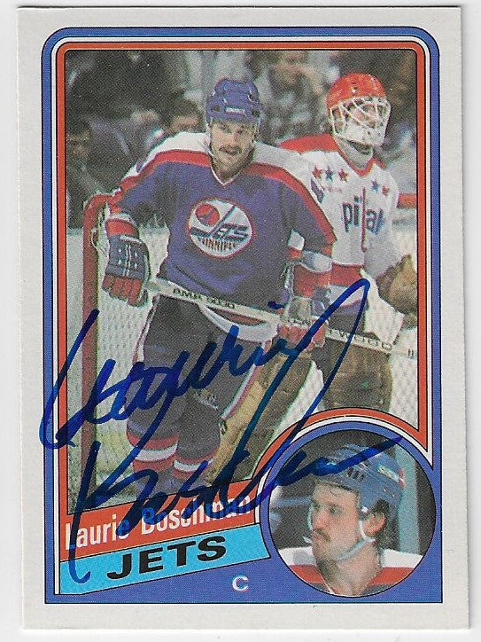 Laurie Boschman Signed 1984-85 O-Pee-Chee Hockey Card - Winnipeg Jets