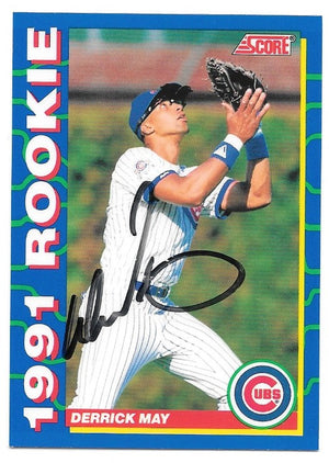 Derrick May Signed 1991 Score Rookies Baseball Card - Chicago Cubs