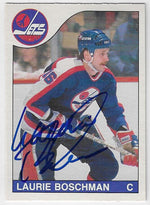 Laurie Boschman Signed 1985-86 O-Pee-Chee Hockey Card - Winnipeg Jets
