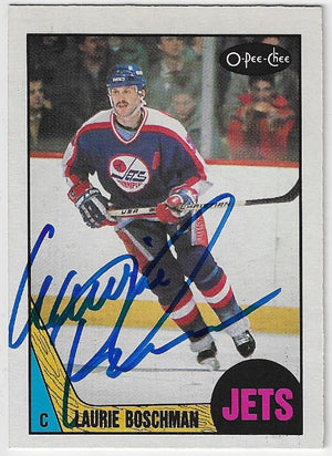 Laurie Boschman Signed 1987-88 O-Pee-Chee Hockey Card - Winnipeg Jets