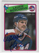 Laurie Boschman Signed 1988-89 O-Pee-Chee Hockey Card - Winnipeg Jets