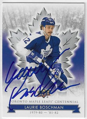 Laurie Boschman Signed 2017-18 Upper Deck Leafs Centennial Hockey Card - Toronto Maple Leafs