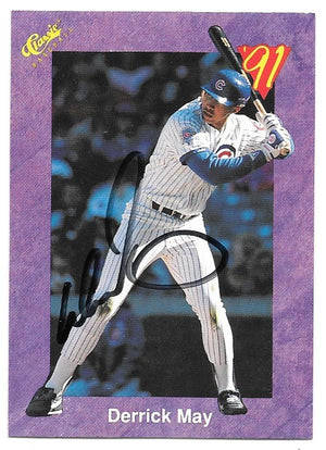 Derrick May Signed 1991 Classic Baseball Card - Chicago Cubs