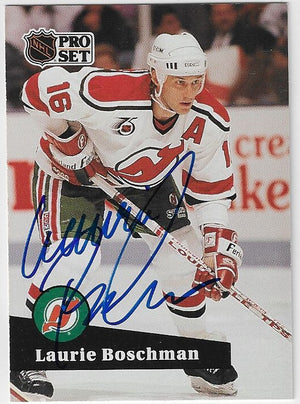 Laurie Boschman Signed 1991-92 Pro Set Hockey Card - New Jersey Devils