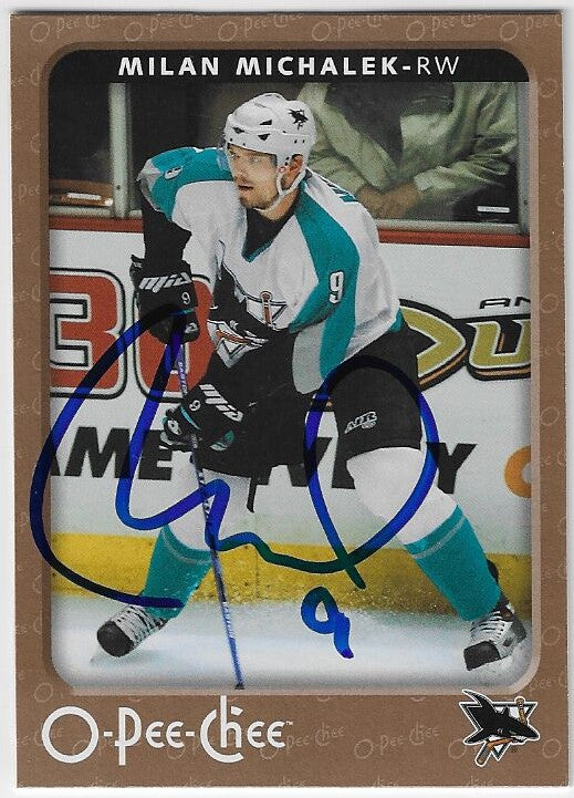Milan Michalek Signed 2006-07 O-Pee-Chee Hockey Card - San Jose Sharks