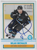 Milan Michalek Signed 2009-10 O-Pee-Chee Retro Hockey Card - San Jose Sharks