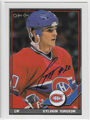 Sylvain Turgeon Signed 1991-92 O-Pee-Chee Hockey Card - Montreal Canadiens