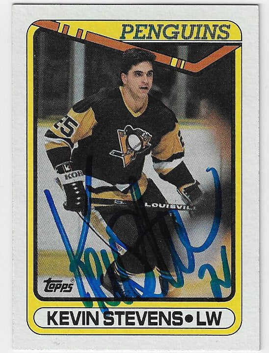 Kevin Stevens Signed 1990-91 Topps Hockey Card - Pittsburgh Penguins