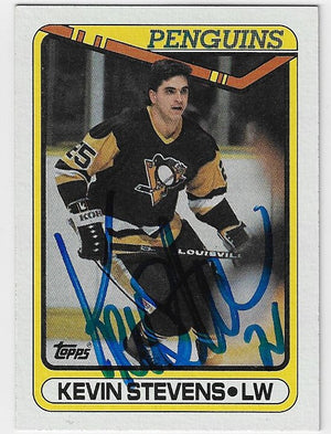 Kevin Stevens Signed 1990-91 Topps Hockey Card - Pittsburgh Penguins