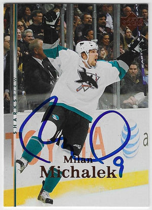 Milan Michalek Signed 2007-08 Upper Deck Hockey Card - San Jose Sharks