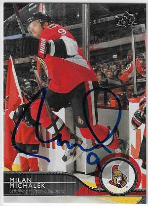 Milan Michalek Signed 2014-15 Upper Deck Hockey Card - Ottawa Senators
