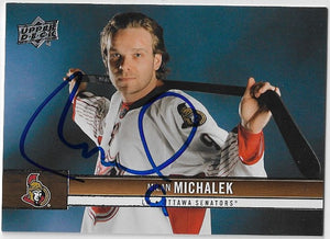 Milan Michalek Signed 2012-13 Upper Deck Hockey Card - Ottawa Senators
