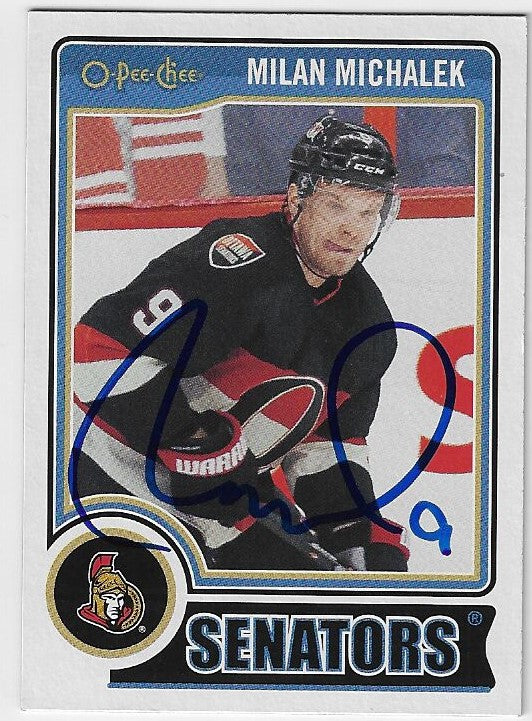 Milan Michalek Signed 2014-15 O-Pee-Chee Hockey Card - Ottawa Senators