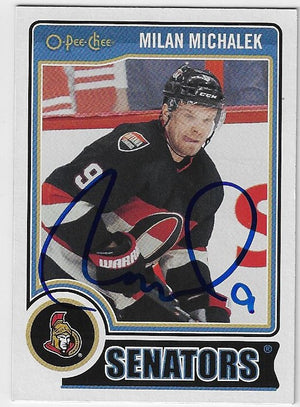 Milan Michalek Signed 2014-15 O-Pee-Chee Hockey Card - Ottawa Senators