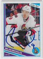 Milan Michalek Signed 2013-14 O-Pee-Chee Hockey Card - Ottawa Senators