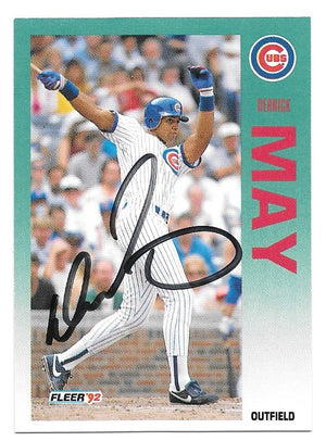 デリック・メイが署名した 1992 年のフリーア ベースボール カード - シカゴ カブス