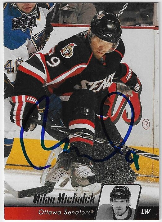 Milan Michalek Signed 2010-11 Upper Deck Hockey Card - Ottawa Senators