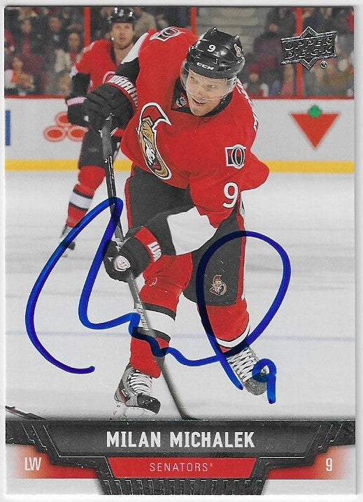 Milan Michalek Signed 2013-14 Upper Deck Hockey Card - Ottawa Senators
