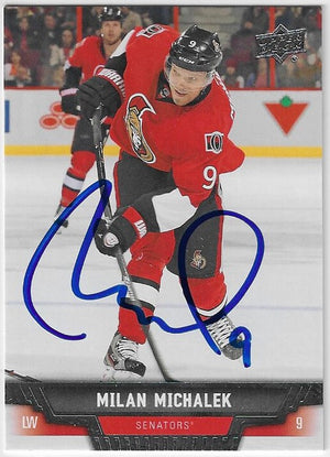 Milan Michalek Signed 2013-14 Upper Deck Hockey Card - Ottawa Senators