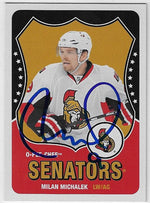 Milan Michalek Signed 2010-11 O-Pee-Chee Retro Hockey Card - Ottawa Senators