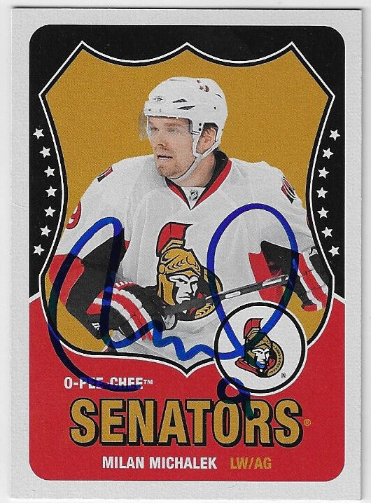 Milan Michalek Signed 2010-11 O-Pee-Chee Retro Hockey Card - Ottawa Senators