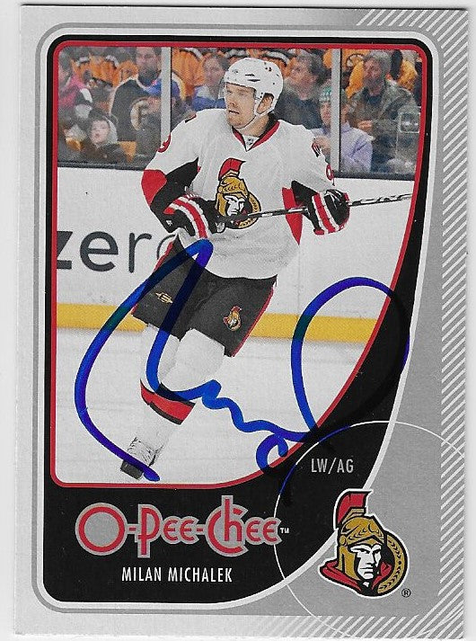 Milan Michalek Signed 2010-11 O-Pee-Chee Hockey Card - Ottawa Senators