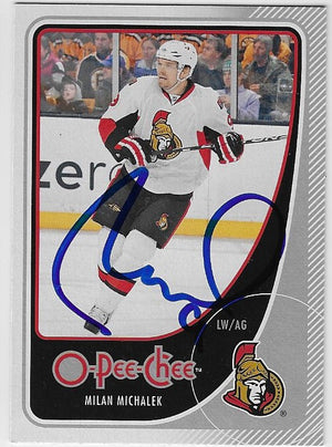 Milan Michalek Signed 2010-11 O-Pee-Chee Hockey Card - Ottawa Senators