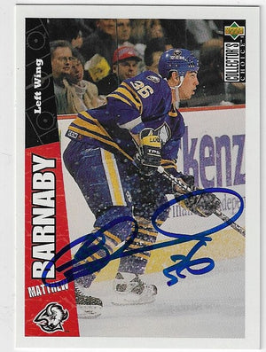Matthew Barnaby Signed 1996-97 Collector's Choice Hockey Card - Buffalo Sabres