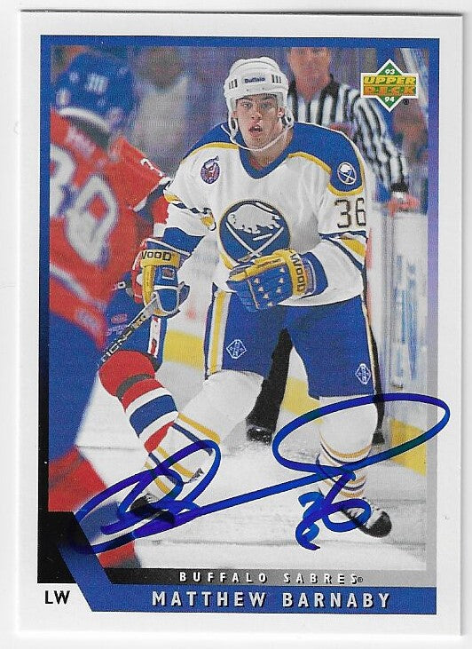Matthew Barnaby Signed 1993-94 Upper Deck Hockey Card - Buffalo Sabres