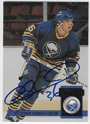 Matthew Barnaby Signed 1993-94 Donruss Hockey Card - Buffalo Sabres