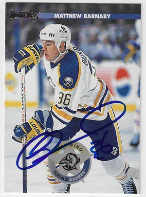 Matthew Barnaby Signed 1996-97 Donruss Hockey Card - Buffalo Sabres