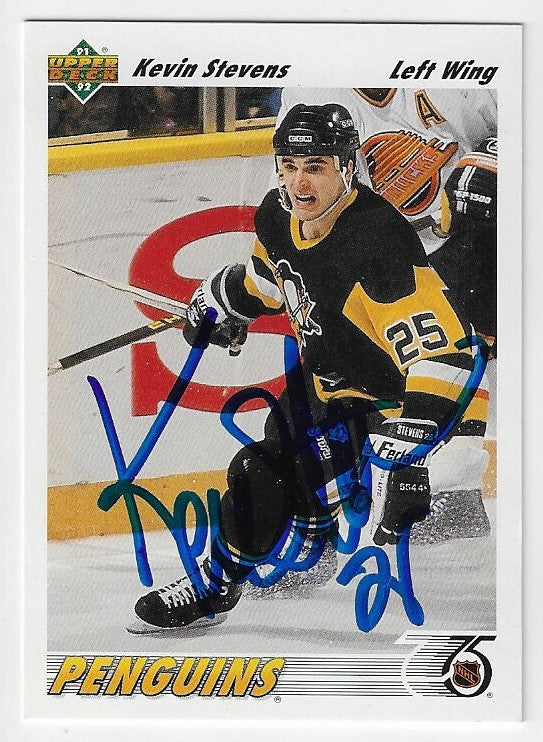 Kevin Stevens Signed 1991-92 Upper Deck Hockey Card - Pittsburgh Penguins