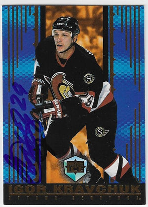 Igor Kravchuk a signé la carte de hockey sur glace Pacific Dynagon 1998-99 - Sénateurs d'Ottawa